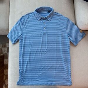 FA Merch Blue Striped Golf Polo
